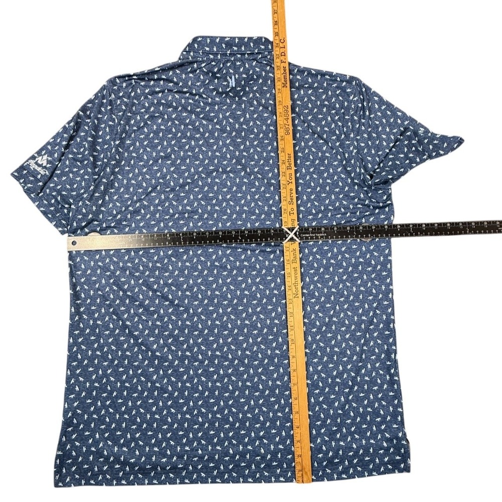 Johnnie O Performance Polo Mens XL Golf Lake Blue Allover Surfboard Print Titus - Picture 9 of 9